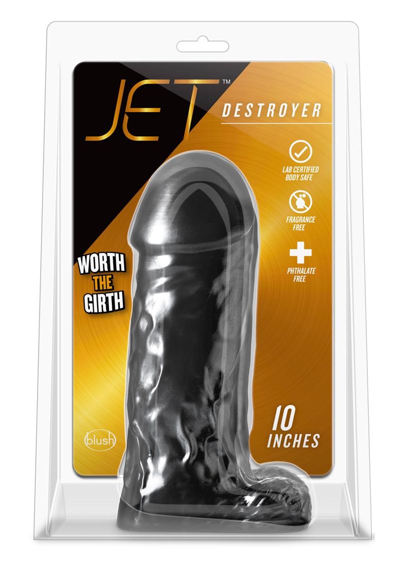 JET Destroyer Dildo with Balls With Carbon Metallic