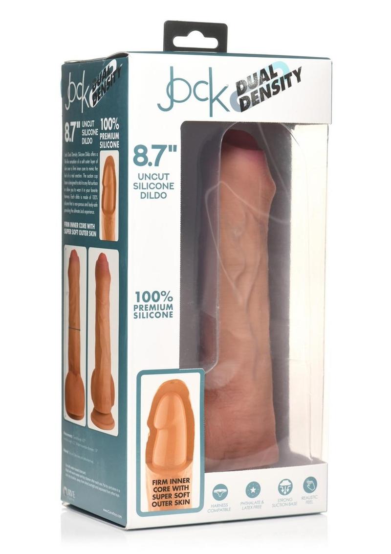 Jock Dual Density Uncut Silicone Dildo Caramel