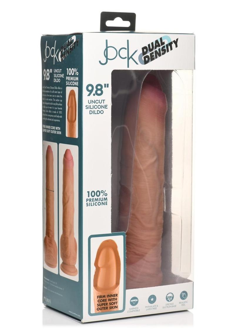 Jock Dual Density 9.8 Inch Uncut Silicone Dildo with Balls