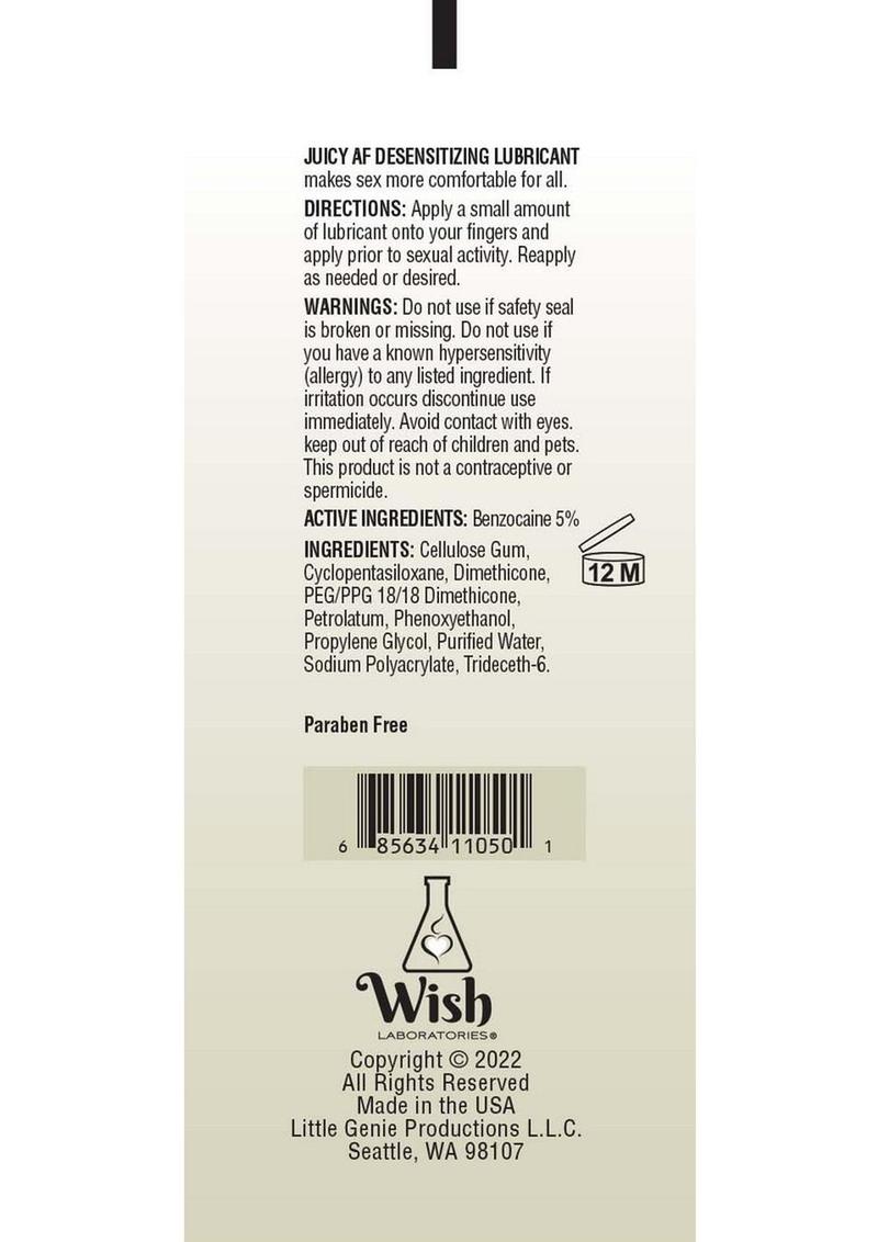 Juicy AF Desensitizing Water Based Lubricant Gel