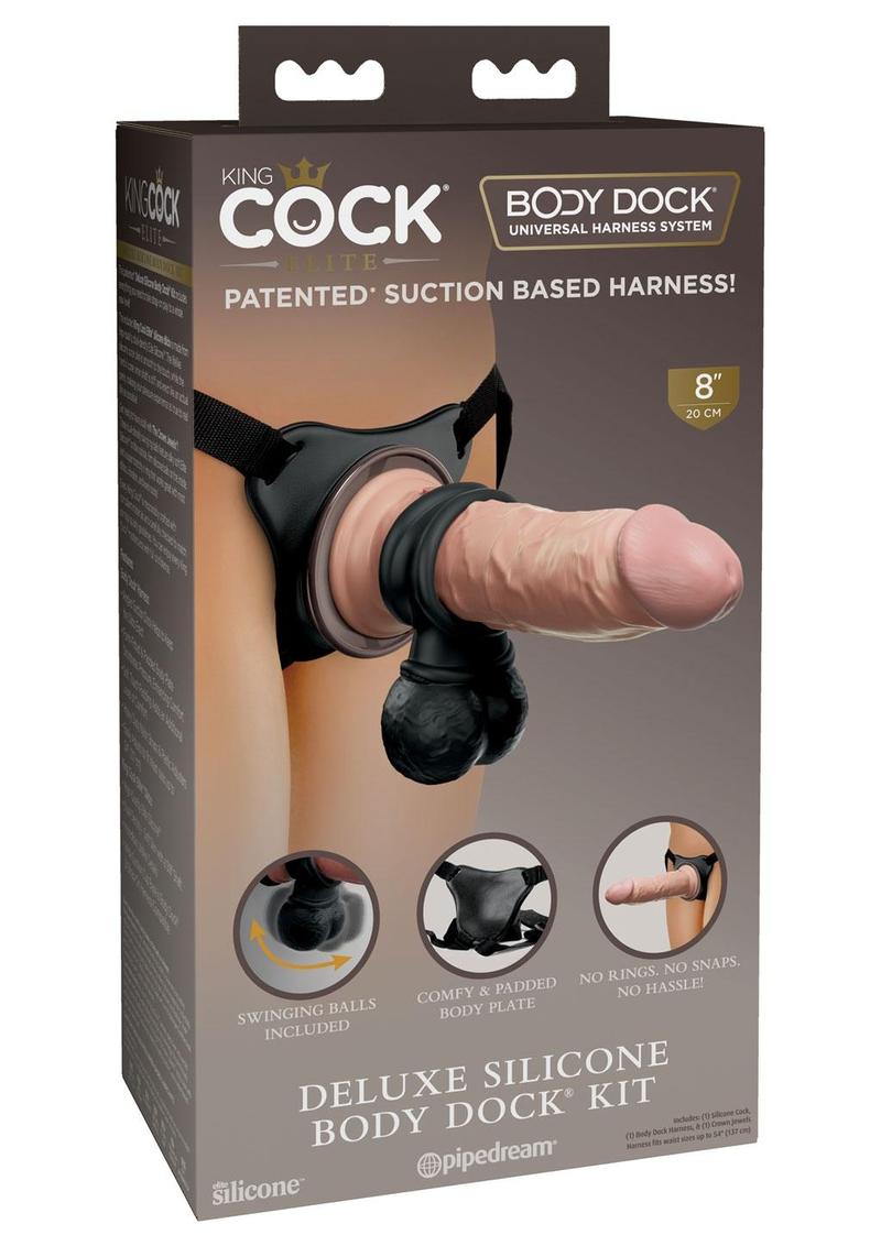 King Cock Deluxe Body Dock Strap-On Kit with Swinging Crown Jewels Dildo
