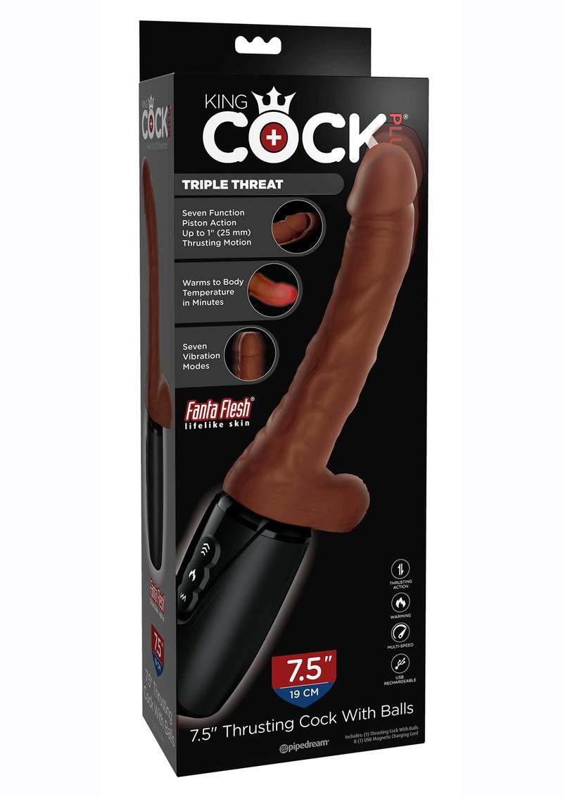 King Cock Plus Triple Threat Thrusting Dildo with Balls