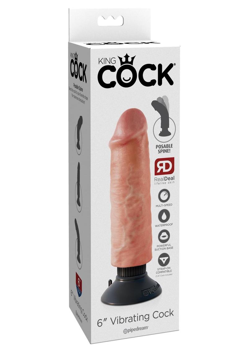 King Cock Vibrating Dildo with Suction Base RealDeal Lifelike Skin