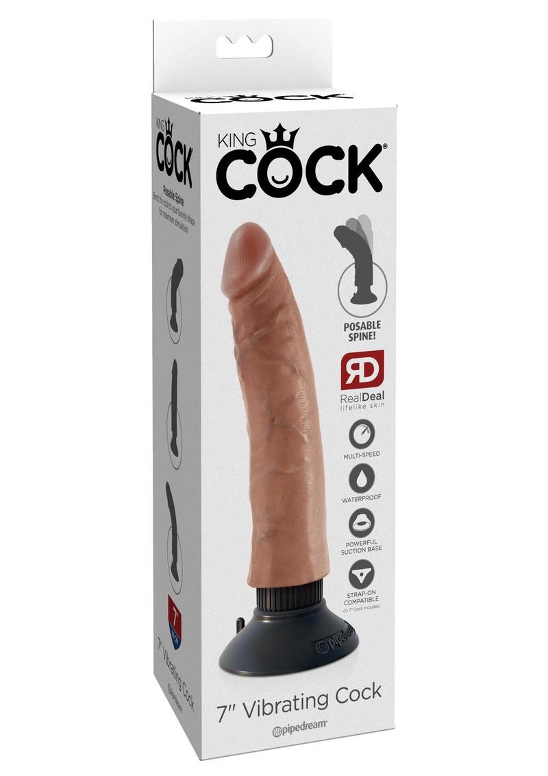 King Cock Vibrating Dildo with Suction Base RealDeal Lifelike Skin