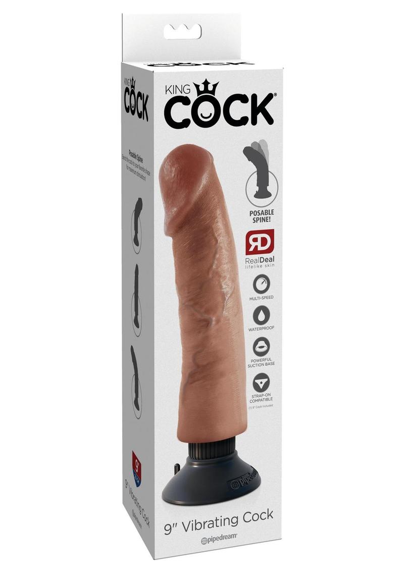 King Cock Vibrating Dildo with Suction Base RealDeal Lifelike Skin