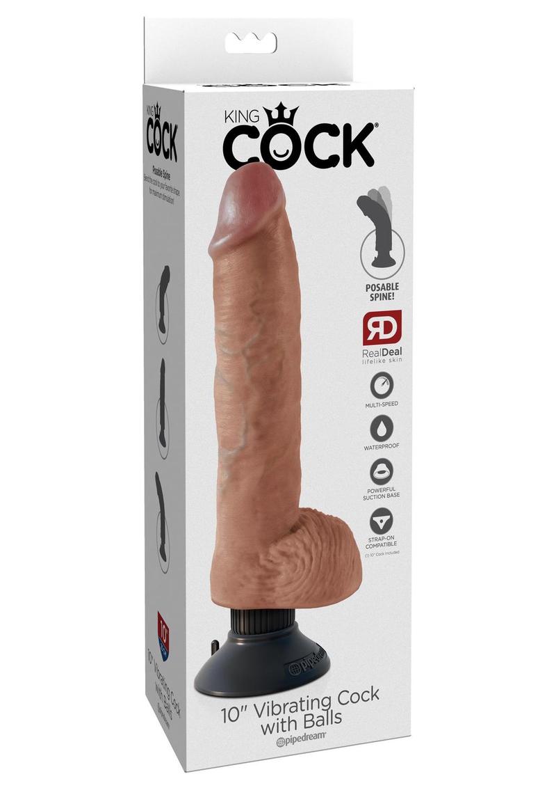 King Cock Vibrating Dildo with Balls And Suction Base