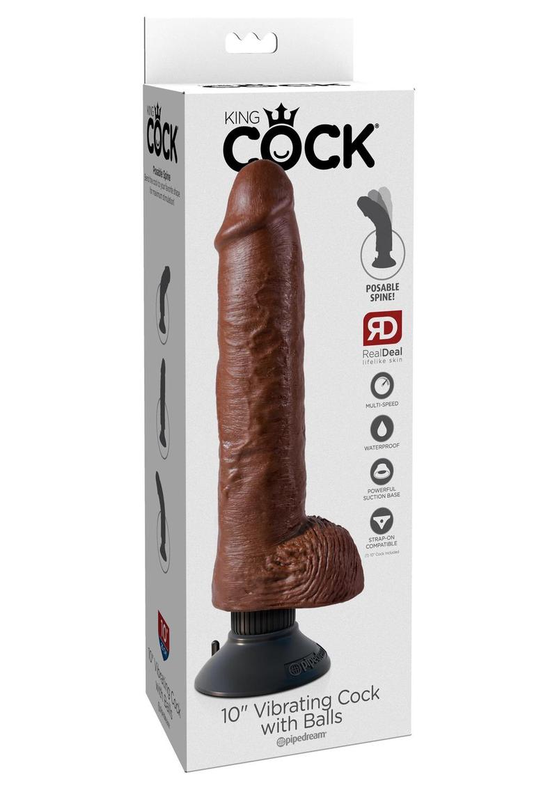King Cock Vibrating Dildo with Balls And Suction Base