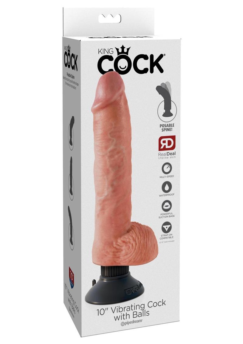 King Cock Vibrating Dildo with Balls And Suction Base