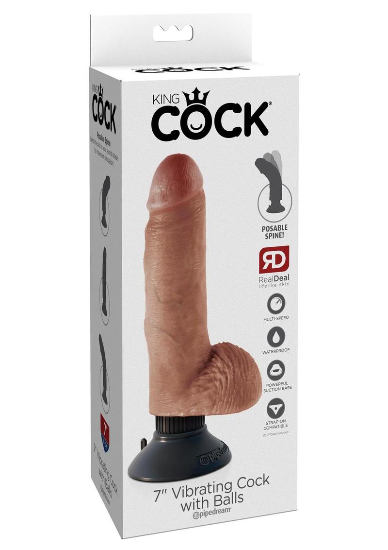 King Cock Vibrating Dildo with Balls And Suction Base