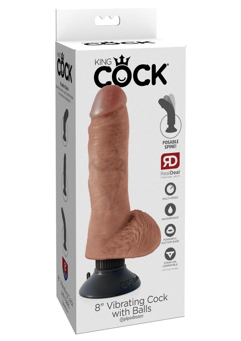 King Cock Vibrating Dildo with Balls And Suction Base
