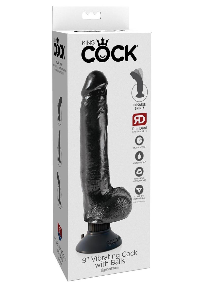 King Cock Vibrating Dildo with Balls And Suction Base