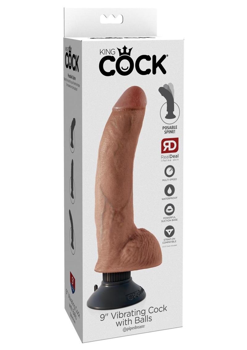 King Cock Vibrating Dildo with Balls And Suction Base