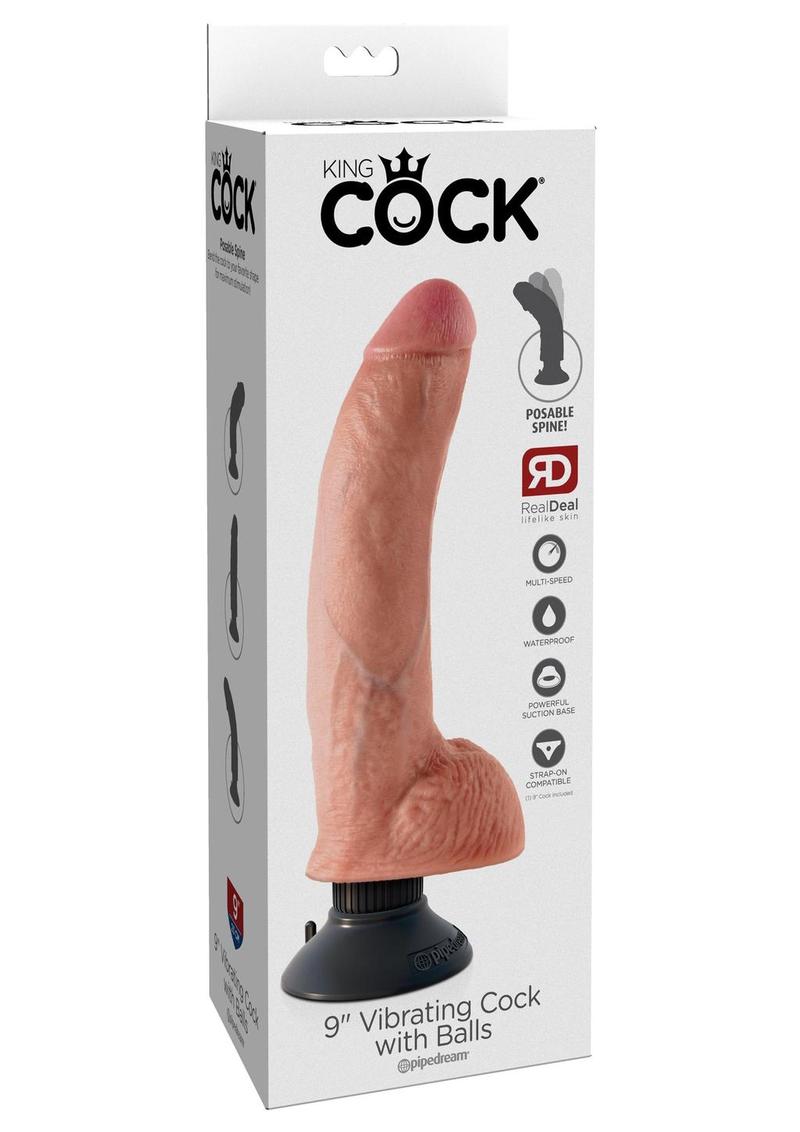 King Cock Vibrating Dildo with Balls And Suction Base