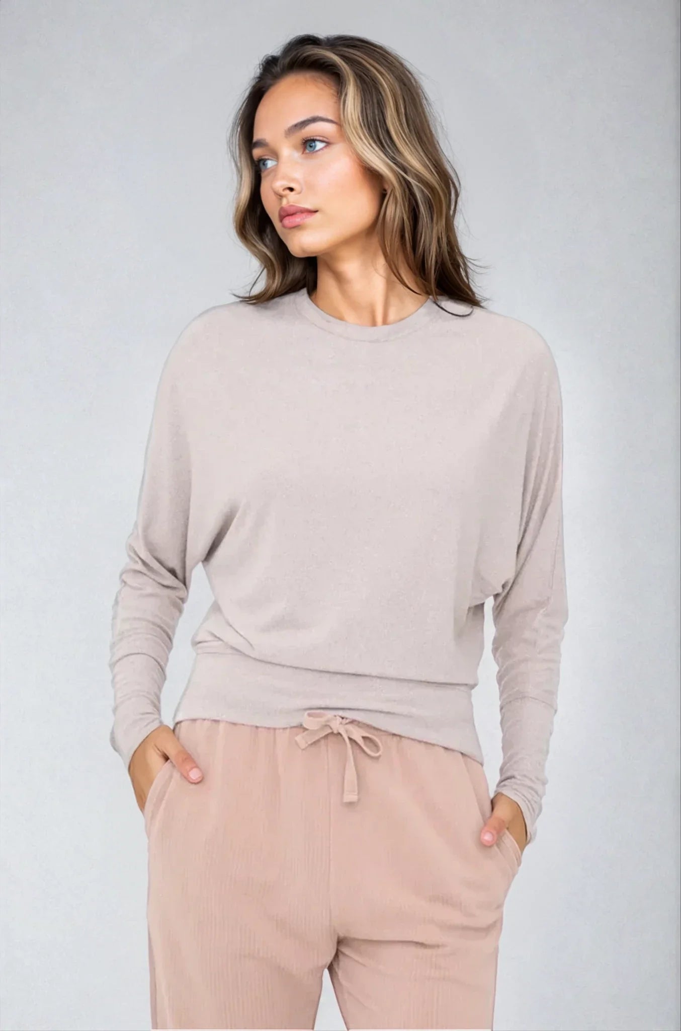 Ethereal Flow Dolman Top - Mocha