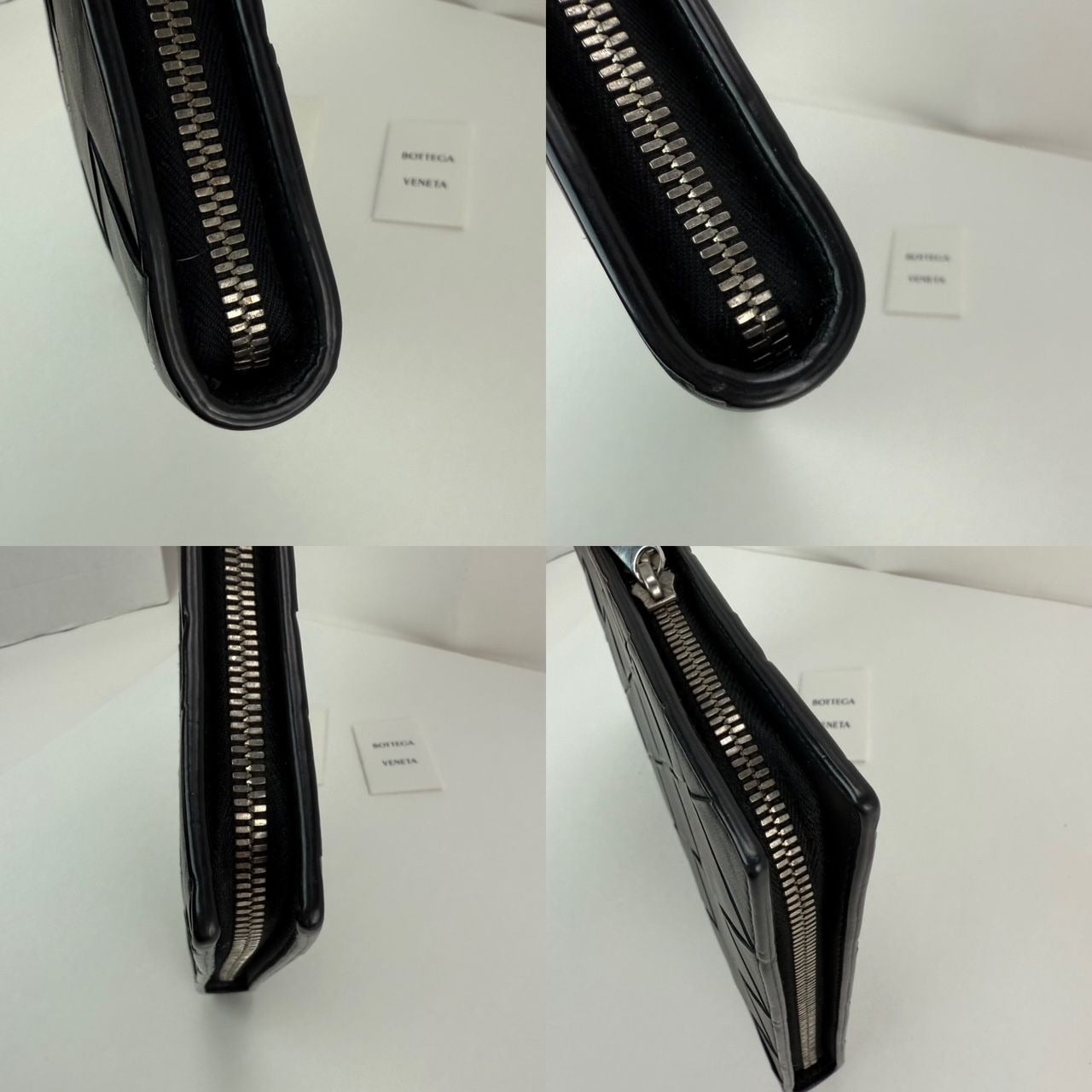 Bottega Veneta Black Leather Maxi Intreciato Document Case Wristlet Clutch Bag