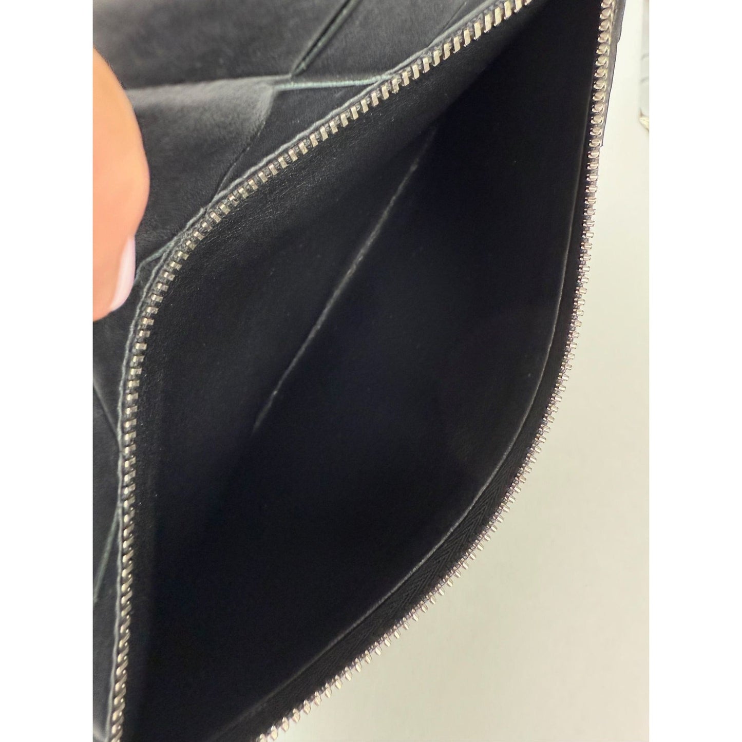 Bottega Veneta Black Leather Maxi Intreciato Document Case Wristlet Clutch Bag