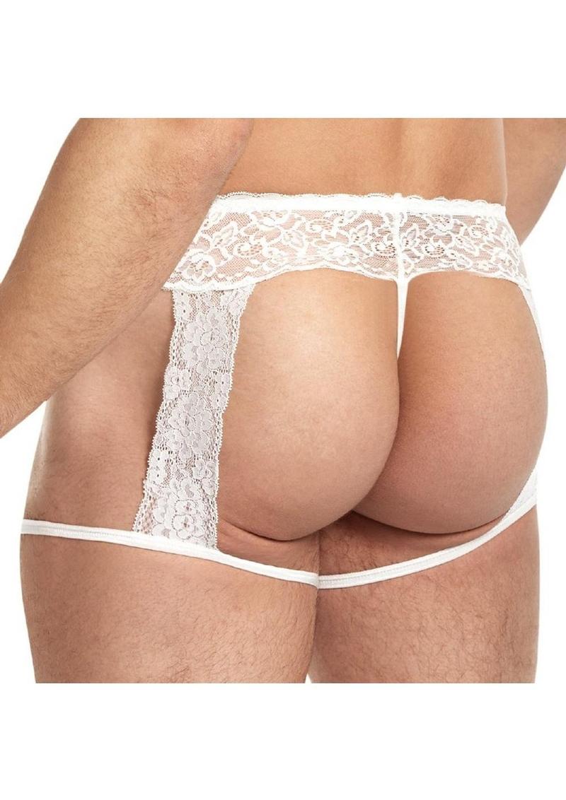 Lace King Men’s Lace And Mesh Garter Panty Seductive Lingerie