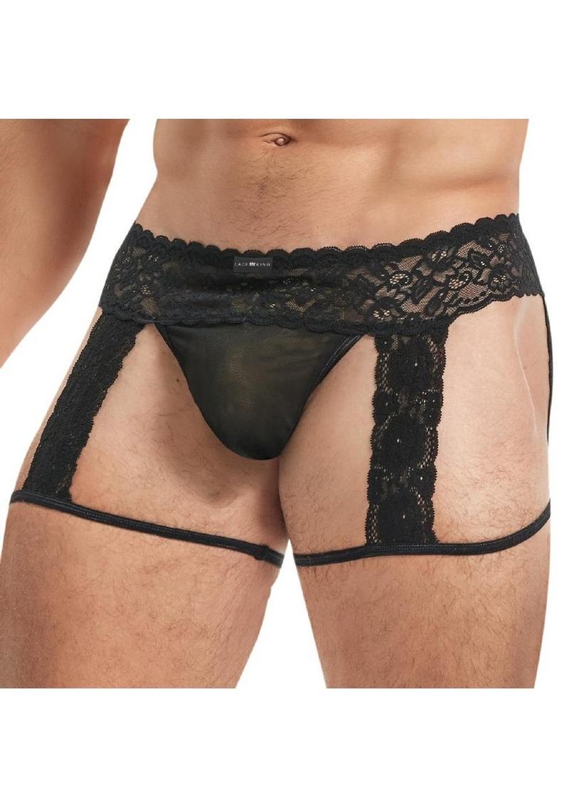 Lace King Men’s Lace And Mesh Garter Panty Seductive Lingerie