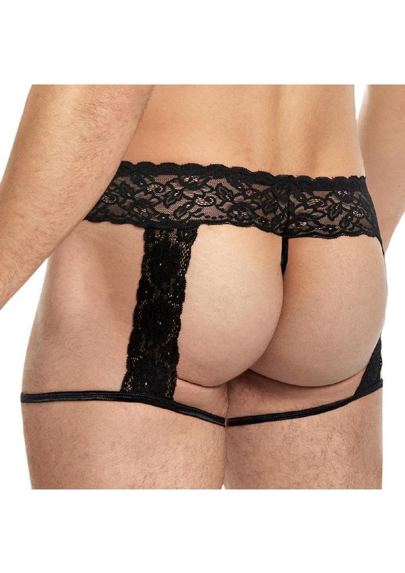 Lace King Men’s Lace And Mesh Garter Panty Seductive Lingerie