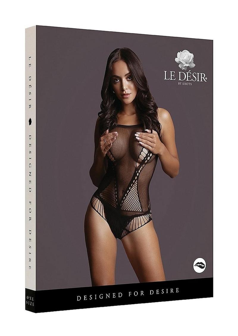Le Désir Contrast Net Teddy Sexy Black Bodysuit