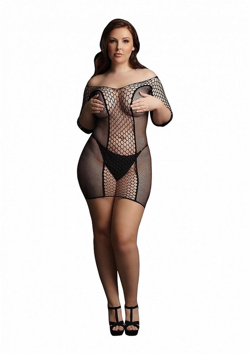 Le Désir Short  With Sleeved Fishnet Mini Dress