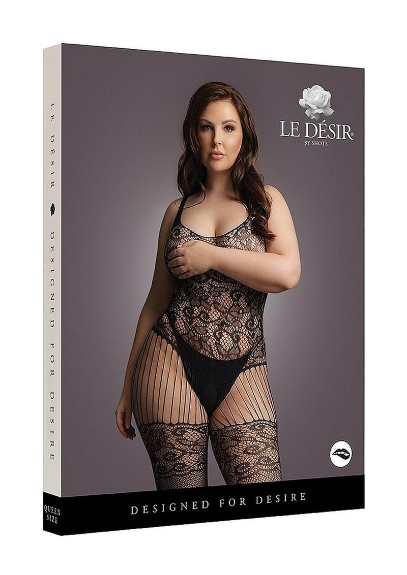 Le Désir Black Lace and Fishnet Bodystocking