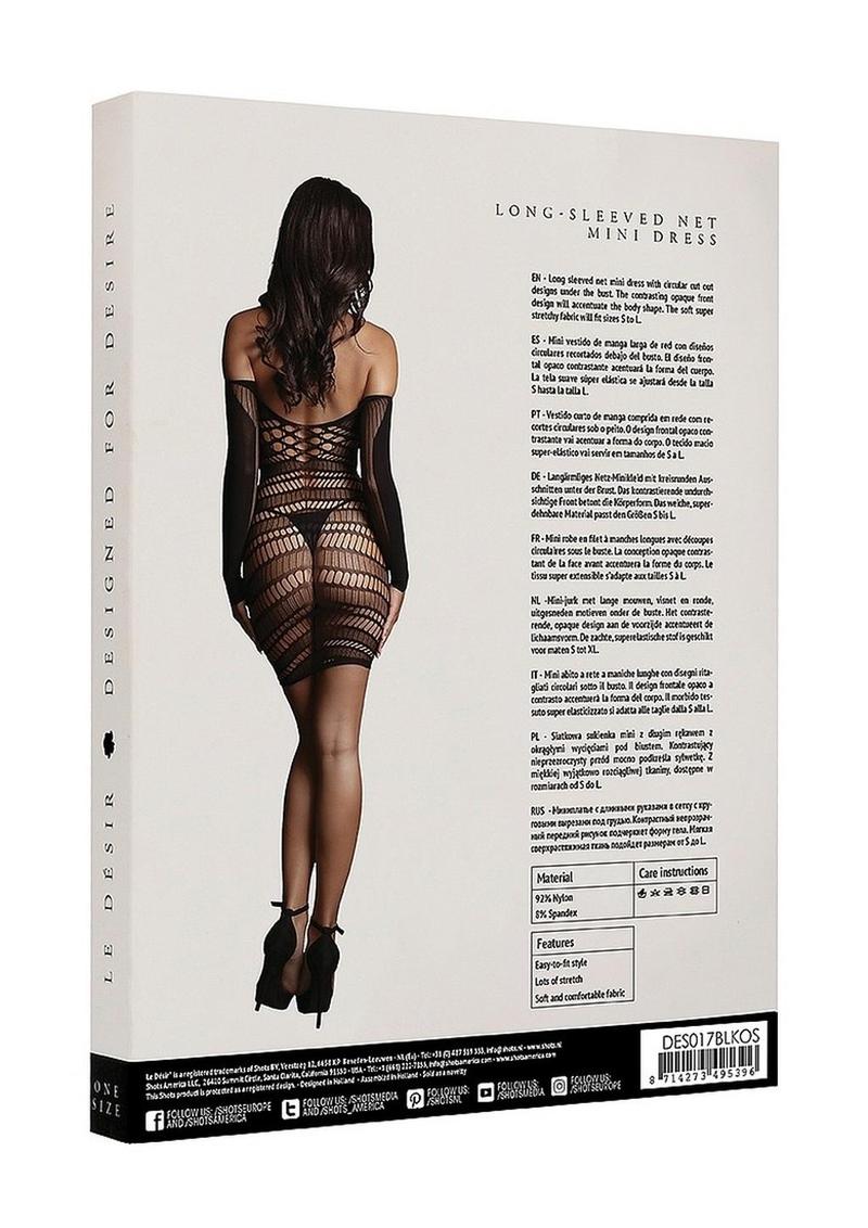 Le Désir Long Sleeved Mini Dress With Sheer Net Seductive