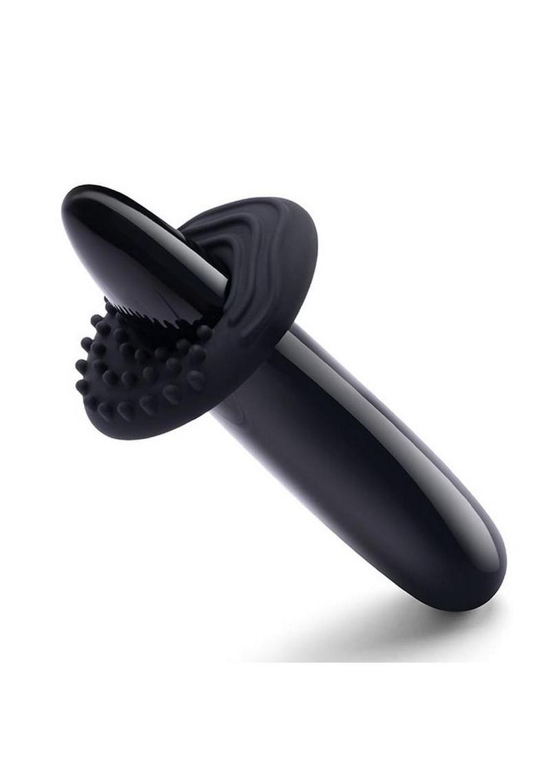 Le Crystal Slim Wand Obsidian Pleasure Tool With Silicone Ring