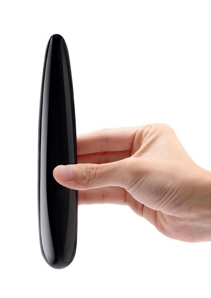 Le Crystal Slim Wand Obsidian Pleasure Tool With Silicone Ring