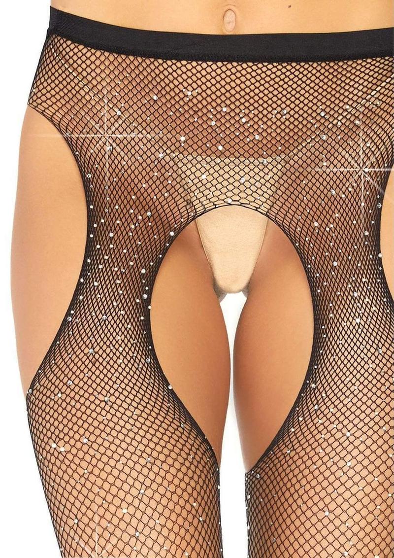 Leg Avenue Crystallized Fishnet Suspender Pantyhose