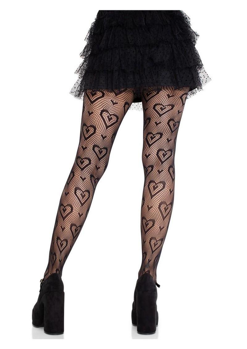 Leg Avenue Double Heart Net Tights