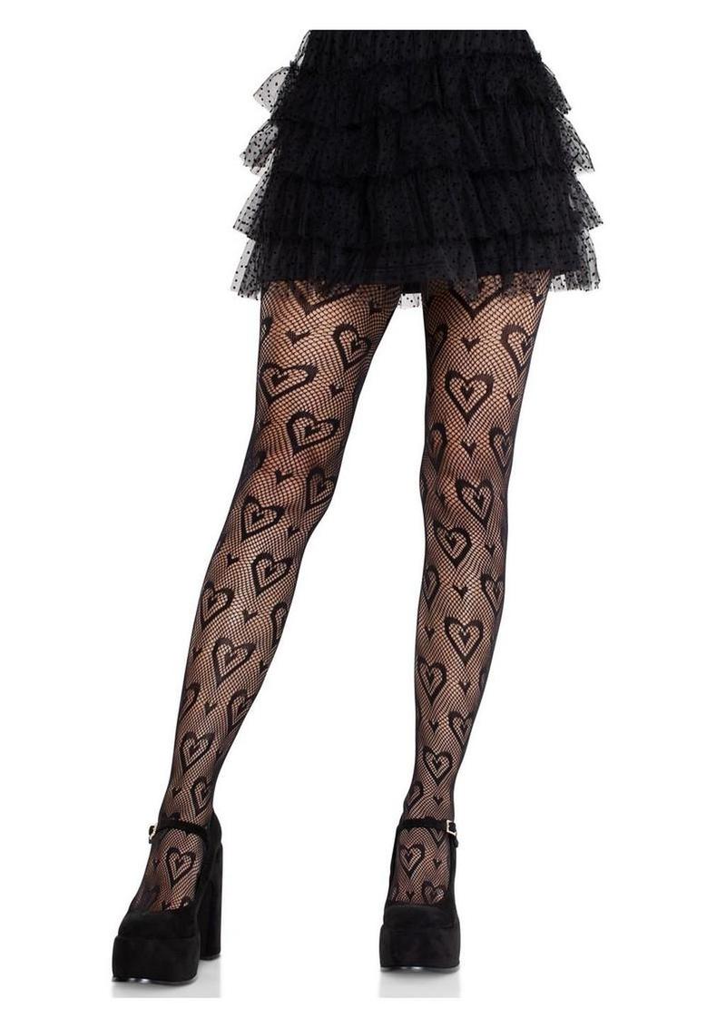 Leg Avenue Double Heart Net Tights