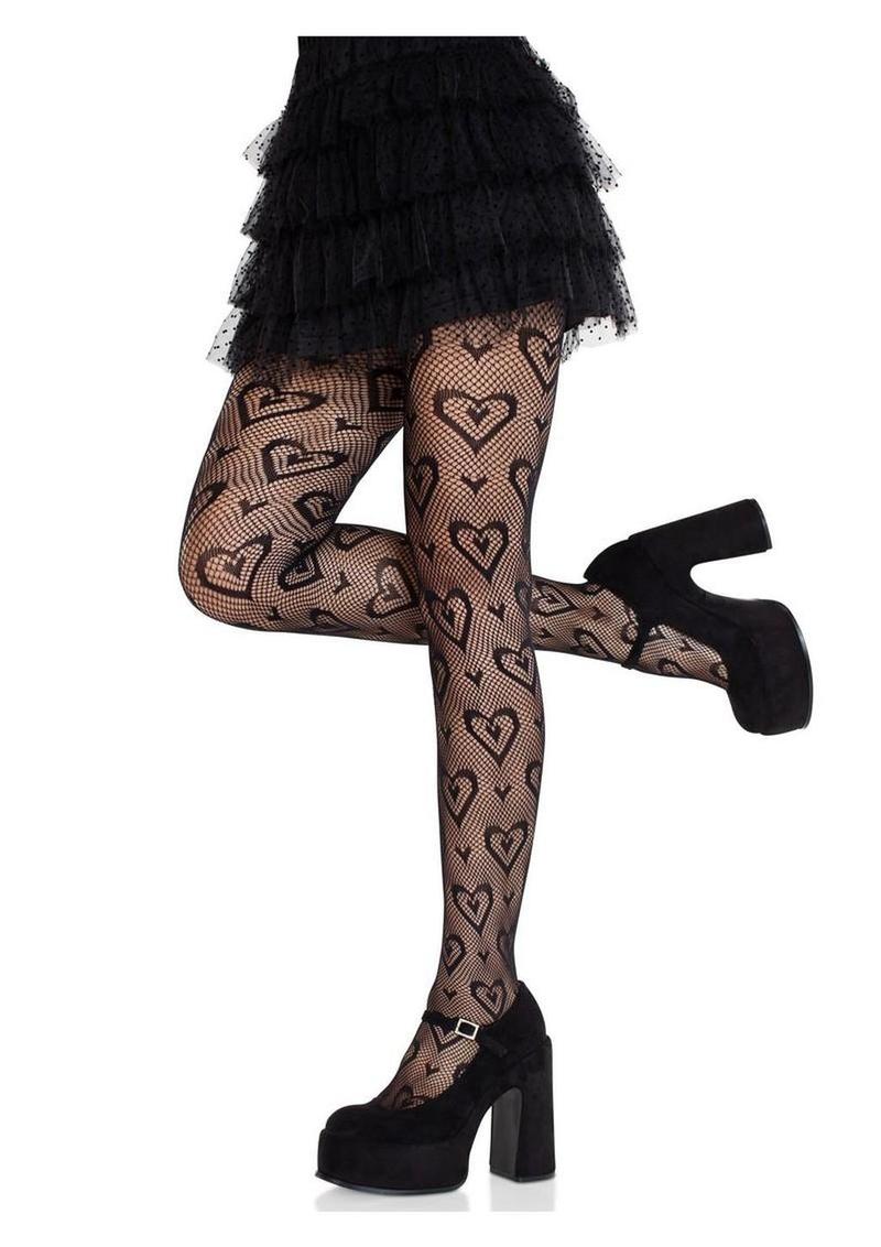 Leg Avenue Double Heart Net Tights