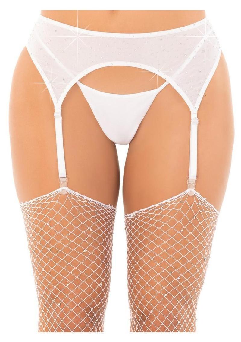 Rhinestone Sheer Garter Belt
