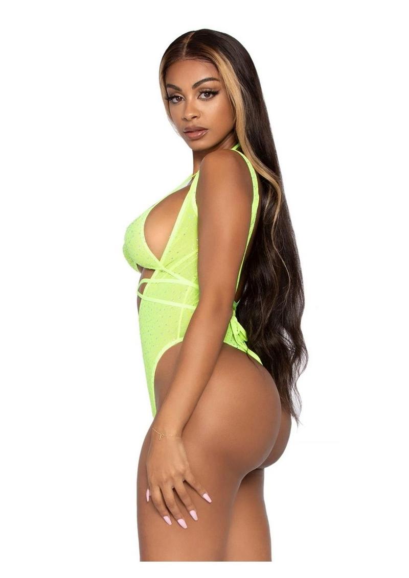 Rhinestone Mesh Wrap-Around Bikini Top