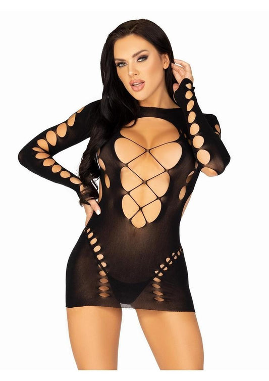 Leg Avenue Seamless Designed Cut-Out Long Sleeve Mini Dress
