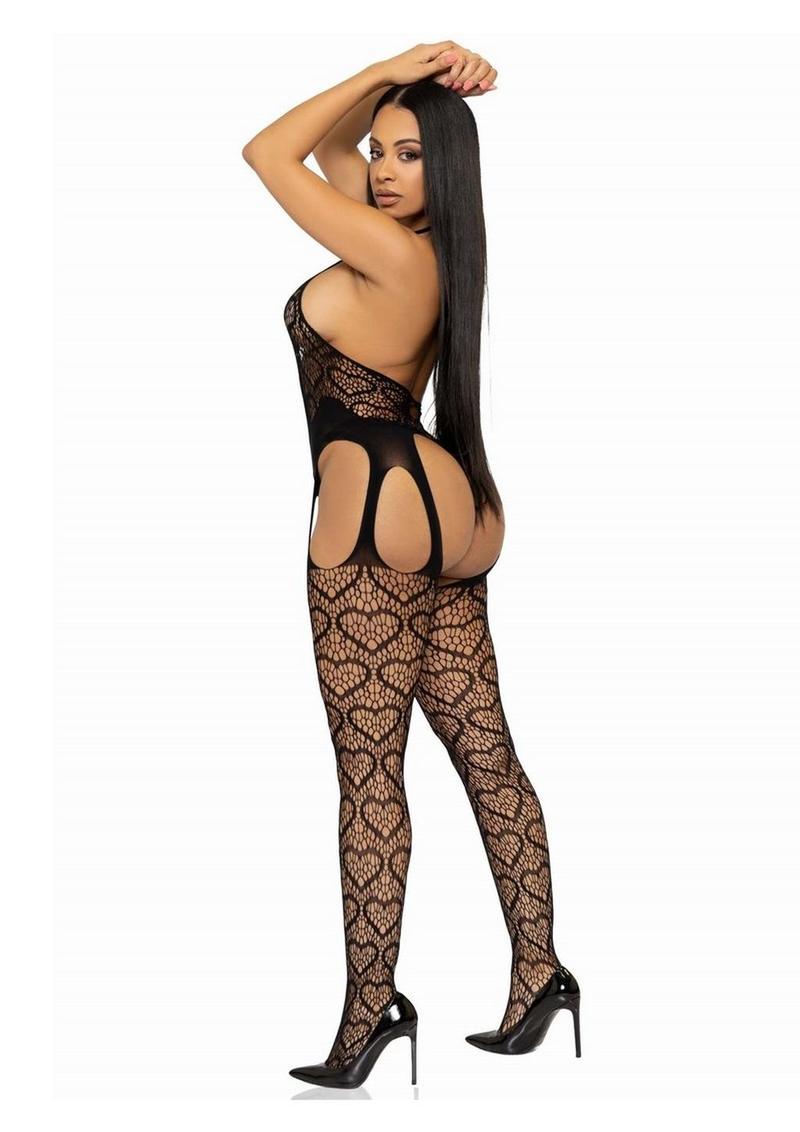 Leg Avenue Seamless Heart Net  One Size  Suspender Bodystocking