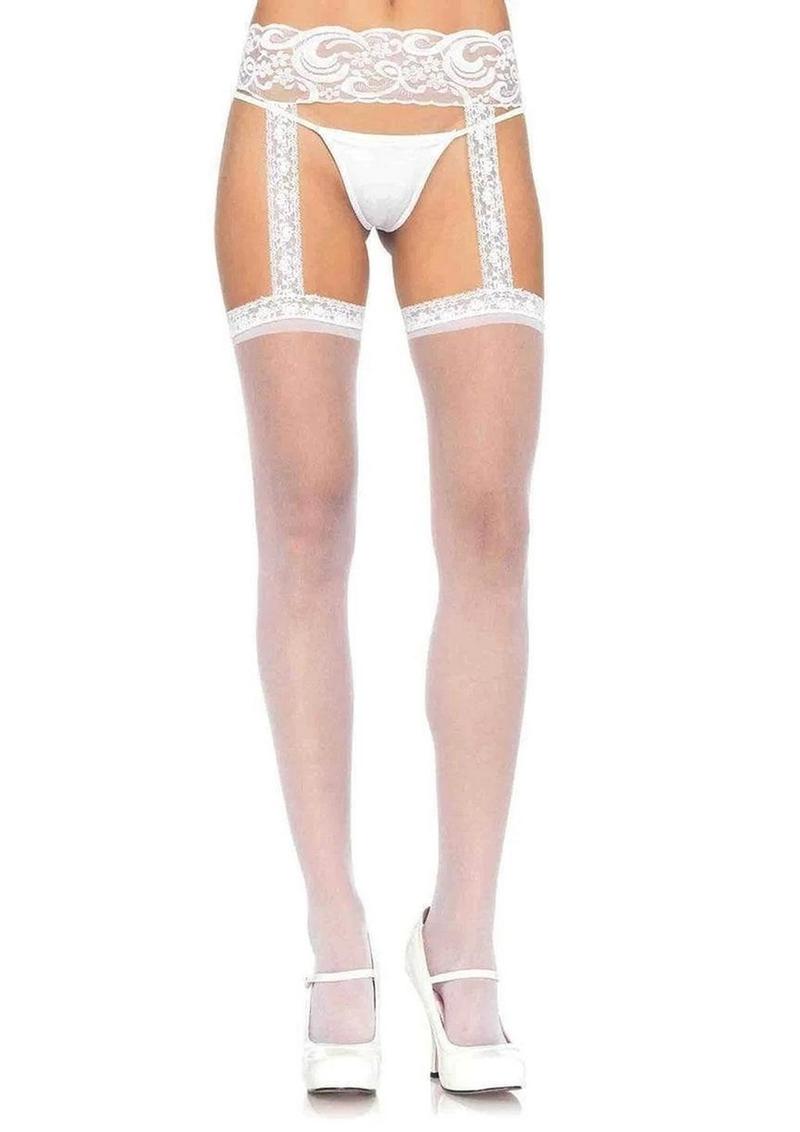 Leg Avenue Sheer Thigh-High With Versatile Lace Garter Belt