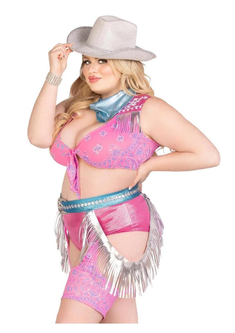 Plus Size Space Cowgirl Costume With Fringe Set