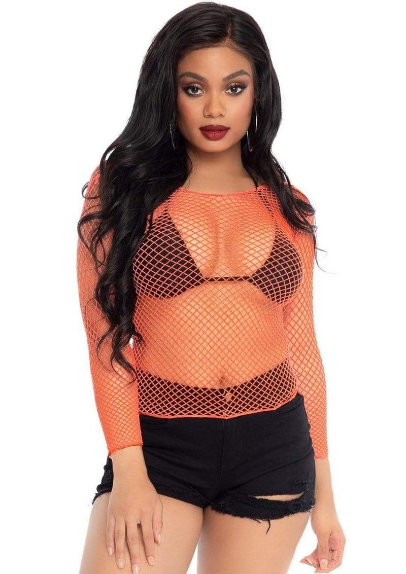 Leg Avenue Spandex Long-Sleeved Industrial Net Shirt