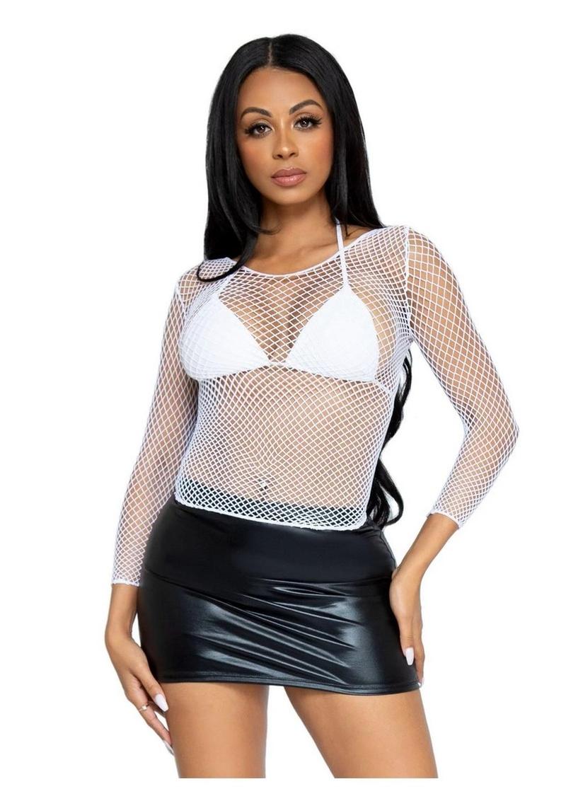 Leg Avenue Spandex Long-Sleeved Industrial Net Shirt