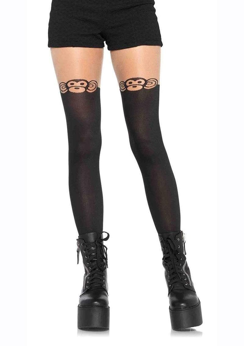 Leg Avenue Spandex Monkey Business Opaque Pantyhose