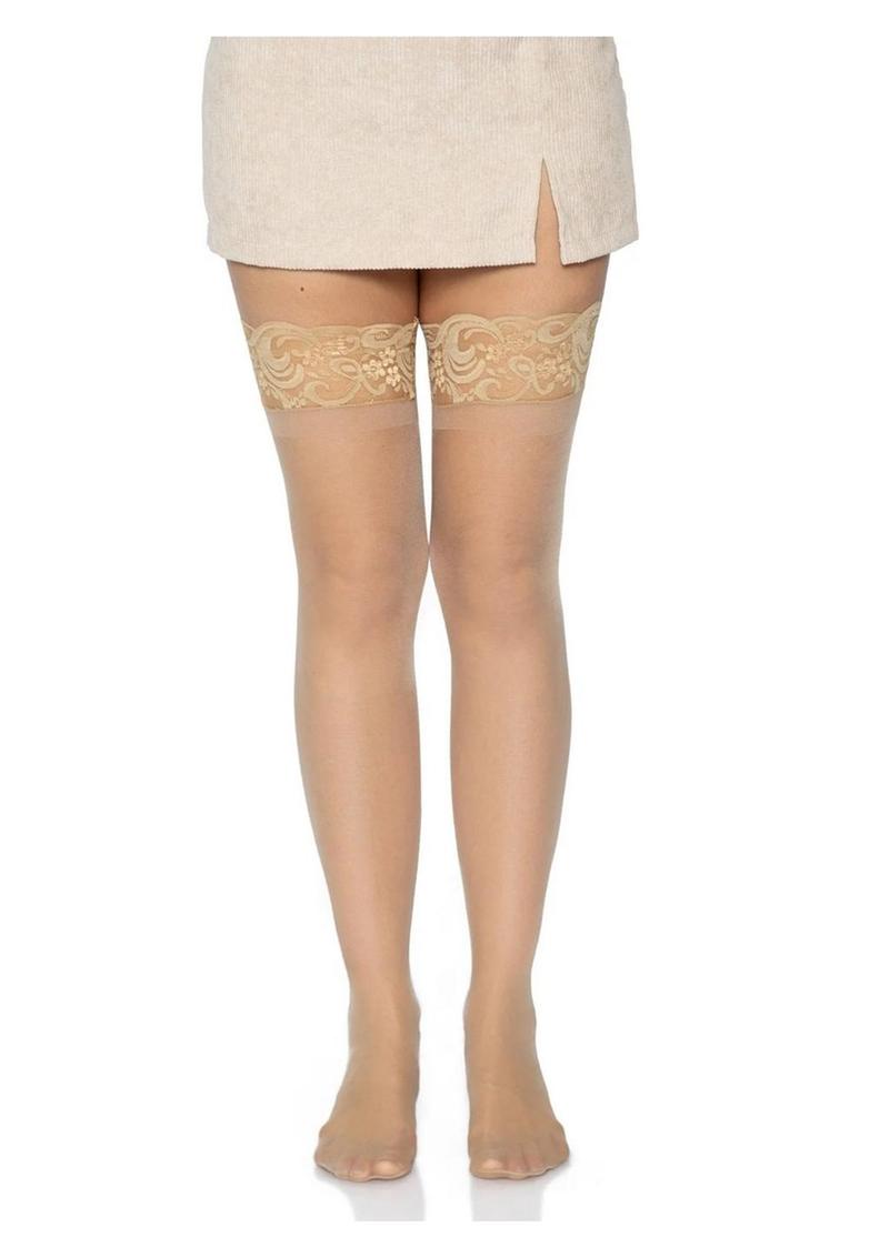 Leg Avenue Stay Up Lace Top Lycra Sheer Thigh High