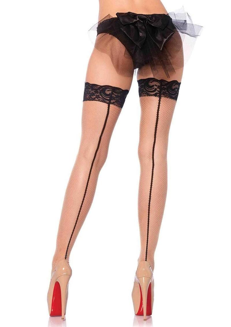 Backseam Lace Top Fishnet Thigh Highs