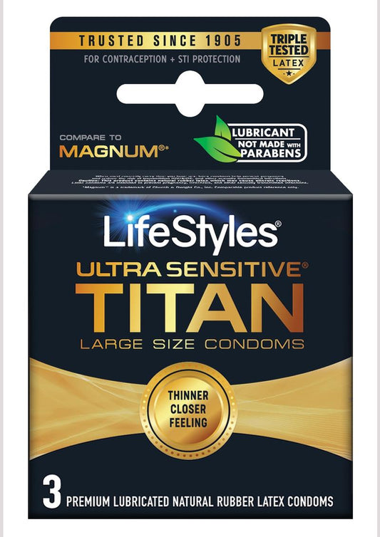 LifeStyles Ultra Sensitive Titan Large Size Condoms 3 Pack