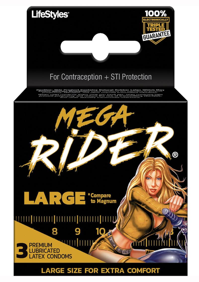 LifeStyles Mega Rider Large Premium Latex Condoms