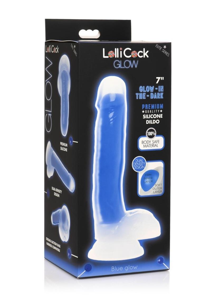 LolliCock Glow Dual-Density Silicone Glow-in-the-Dark Dildo with Balls
