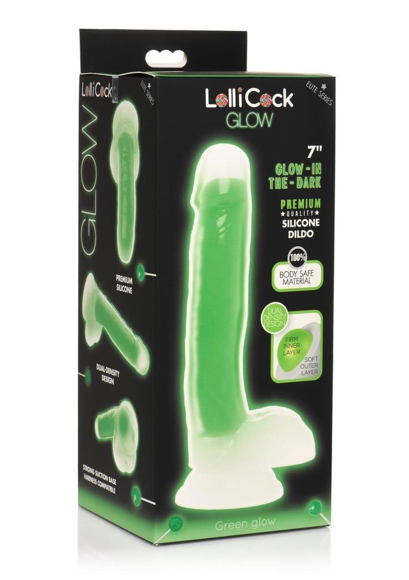 LolliCock Glow Dual-Density Silicone Glow-in-the-Dark Dildo with Balls