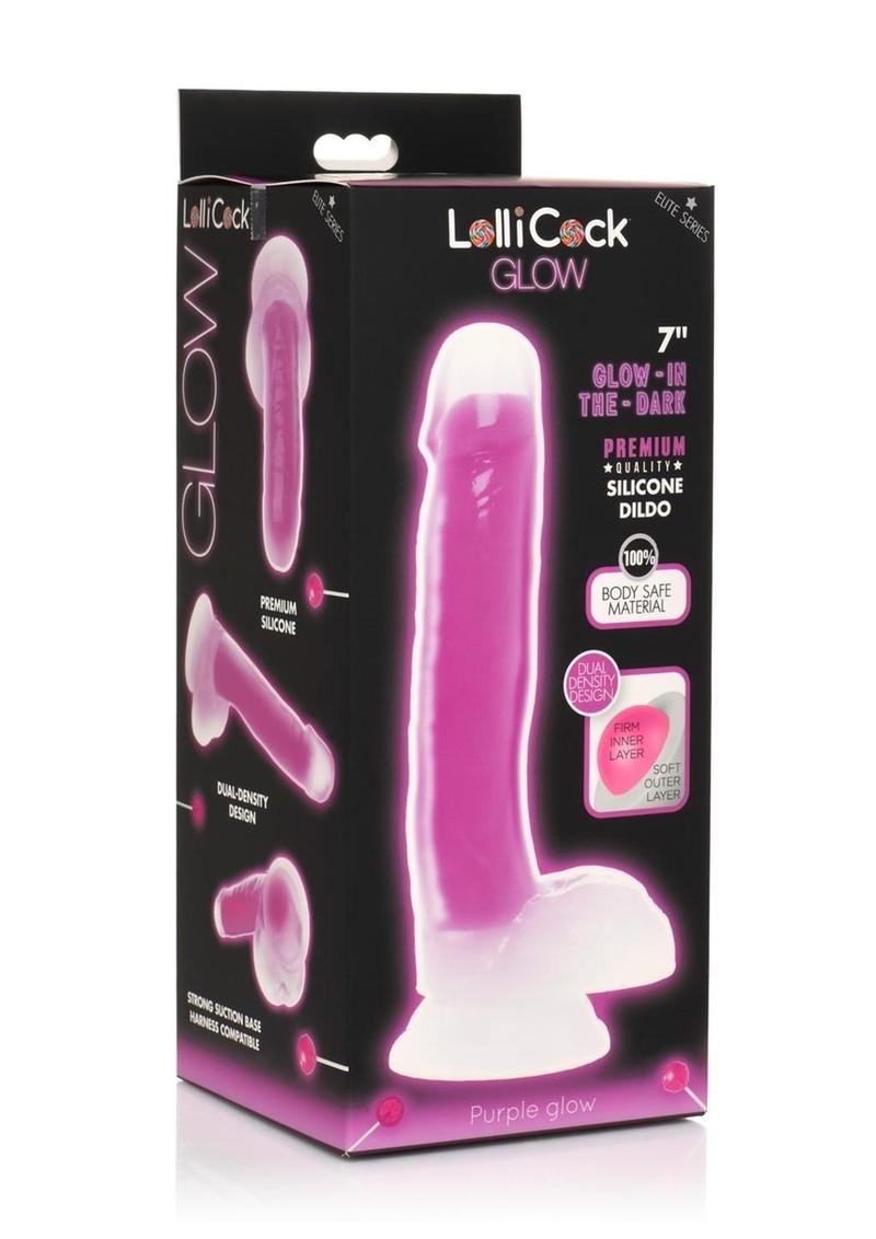 LolliCock Glow Dual-Density Silicone Glow-in-the-Dark Dildo with Balls