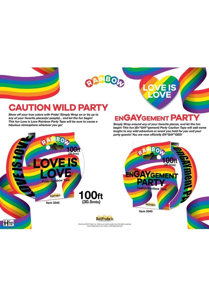 Love is Love Rainbow Pride Tape 100ft Multicolor Celebration Tape